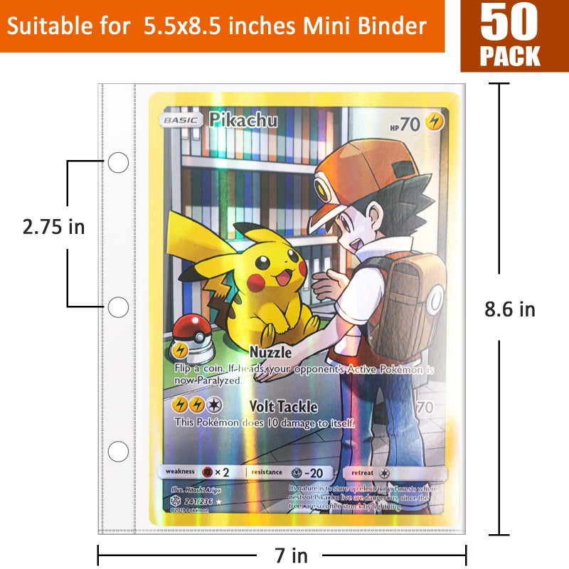 tutata Jumbo Card Sleeves Big Card Protector Sleeves for 3 Ring Binder Jumbo Card Binder Sleeves- 50 Pack - Image 2